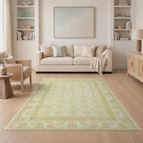 Ornate Beige Gold Floral Persian Area Rug