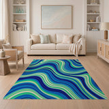 Blue Teal Swirl Abstract Area Rug