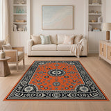 Traditional Persian Orange Vibrant Orange Persian Floral Area Rug