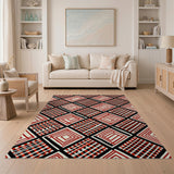 Multi-color and Patterns Bold Red Black Geometric Check Area Rug