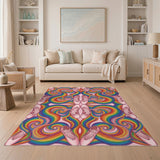 Rainbow Ballet Swirl Washable Area Rug