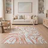 Orange Wavy Lines Abstract Area Rug