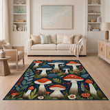 Whimsical Mushroom Forest Floral Vintage Area Rug
