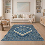 Blue Geometric Mandala Area Rug