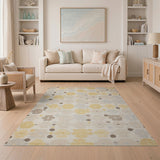 Yellow Abstract Floral Geometric Area Rug