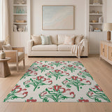 Red Green Floral Vintage Pattern Rug