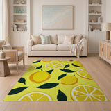 Fruit Pattern Vibrant Lemon Slices Yellow Area Rug