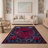 Gothic Bat Rose Red Area Rug