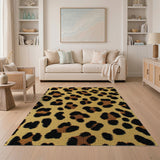 Golden Leopard Shag Area Rug