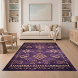 Purple Purple Gold Southwestern Geometric Area Rug