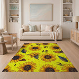 Yellow Vibrant Sunflower Yellow Area Rug