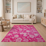 Floral Vintage Vibrant Pink Floral Vintage Area Rug
