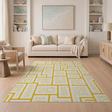 Yellow Geometric Outline Area Rug