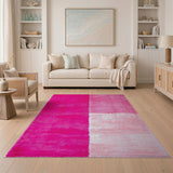 Vibrant Pink Shag Block Area Rug