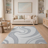 Abstract Area Grey Swirling Grey Abstract Area Rug