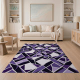 Purple Purple Geometric Mosaic Area Rug