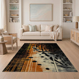 Distressed Orange Tiger Print Area Rug
