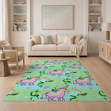 Whimsical Pink Unicorn Kids Area Rug