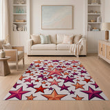 Vibrant Multi-Color Stars Geometric Area Rug