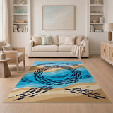 Swirling Black Fish Coastal Beach Rug