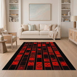 Bold Red Dice Grid Geometric Area Rug