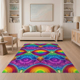 Neon Geometric Rainbow Area Rug