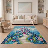 Whimsical Fairy Tale Castle Rainbow Area Rug