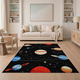 Pixelated Solar System Kids Area Rug
