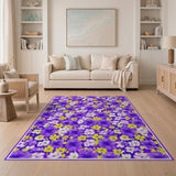 Vibrant Purple Yellow Floral Area Rug