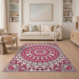 Vibrant Pink Mandala Persian Rug