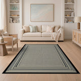 Black Border Dotted Cream Area Rug