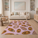 Whimsical Cartoon Gingerbread Cookies Pink Rug