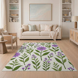 Purple Daisy Floral Area Rug