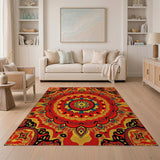 Vibrant Red Mandala Area Rug