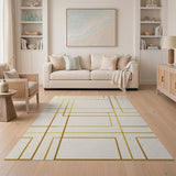 Gold Geometric Line Area Rug