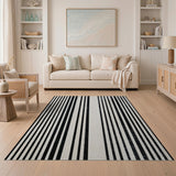 Bold Black White Vertical Stripe No. 15 Area Rug