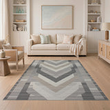 Grey Angular Geometric Area Rug