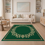 Ornate Green Floral Filigree Area Rug