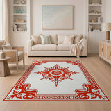 Red Ornate Star Medallion Persian Area Rug