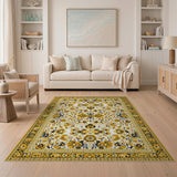 Opulent Gold Black Floral Persian Rug