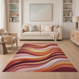 Sunset Waves Layered Abstract Area Rug