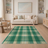 Green Rustic Farmhouse Classic Green Plaid Check Area Rug