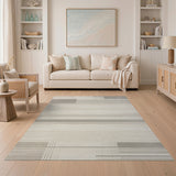 Beige Geometric Grid Abstract Area Rug