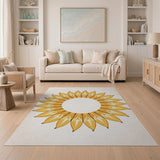 Vibrant Yellow Sunflower Mandala Area Rug
