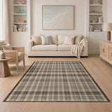 Brown Tan Plaid Rustic Farmhouse Area Rug