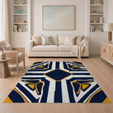 Bold Navy Orange Geometric Modern Area Rug