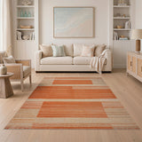 Orange Geometric Block Stripe Area Rug