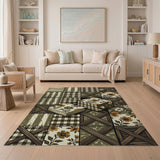 Rustic Green Farmhouse Patchwork Rug