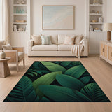 Floral Vintage Lush Green Palm Leaf Area Rug