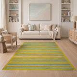 Vibrant Yellow Multi-Color Striped Area Rug